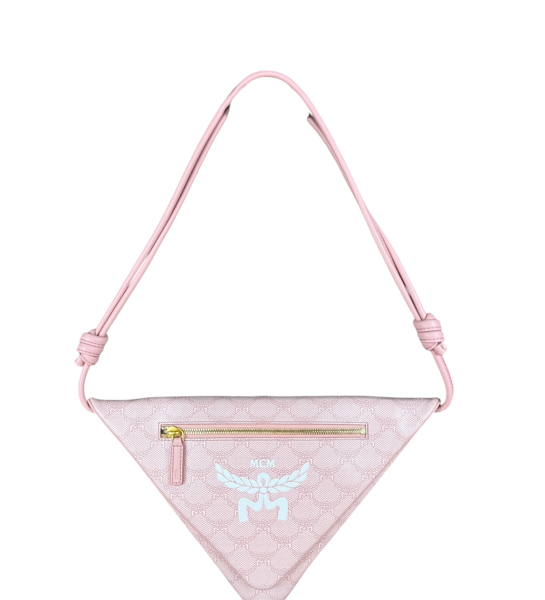 MCM Pink Triangle Logo Fold-Over Shoulder Bag