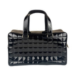 Chanel Black Leather Patent Chocolate Bar Bowler Hand Bag