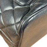 Chanel Vintage CC Black Quilted Caviar Leather Medallion Tote Bag 2002