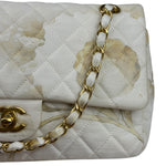 Chanel White Denim/Leather Trim Greek Collection Flower Double Flap Bag 2018