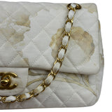 Chanel White Denim/Leather Trim Greek Collection Flower Double Flap Bag 2018
