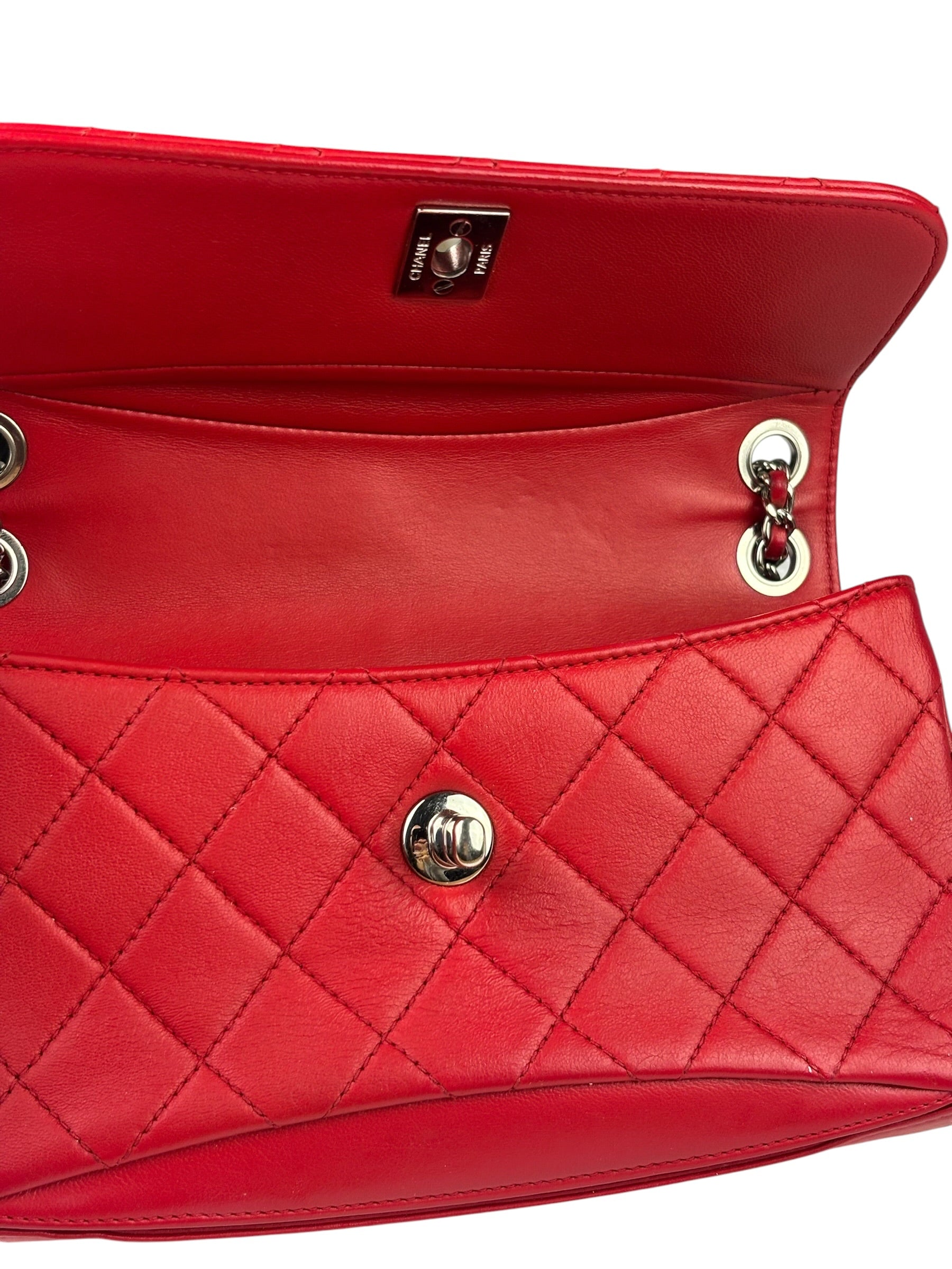 Chanel Red Quilted Leather Shoulder Bag 2016