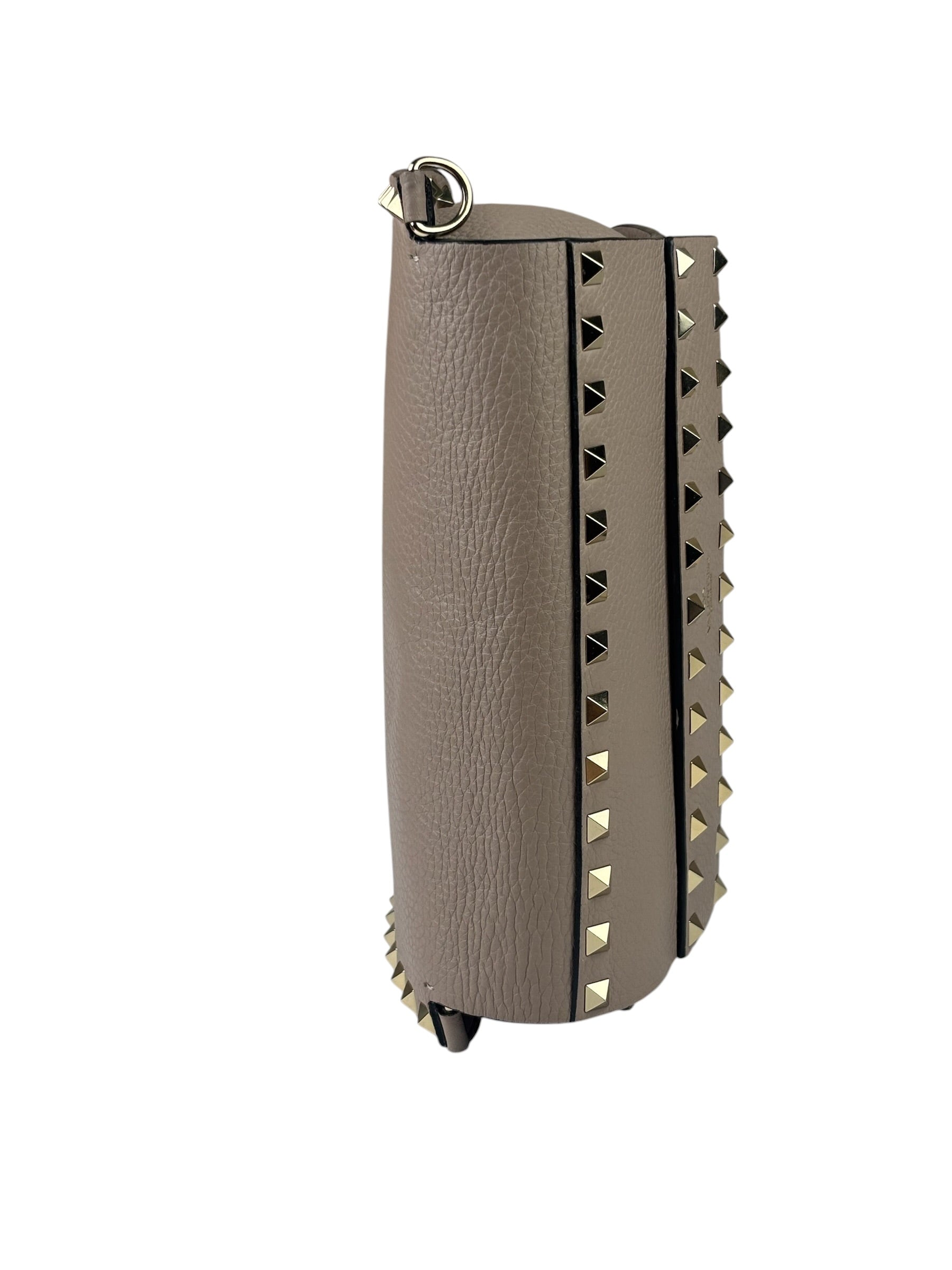 Valentino Neutral Garavani Calfskin Rockstud Crossbody Bag