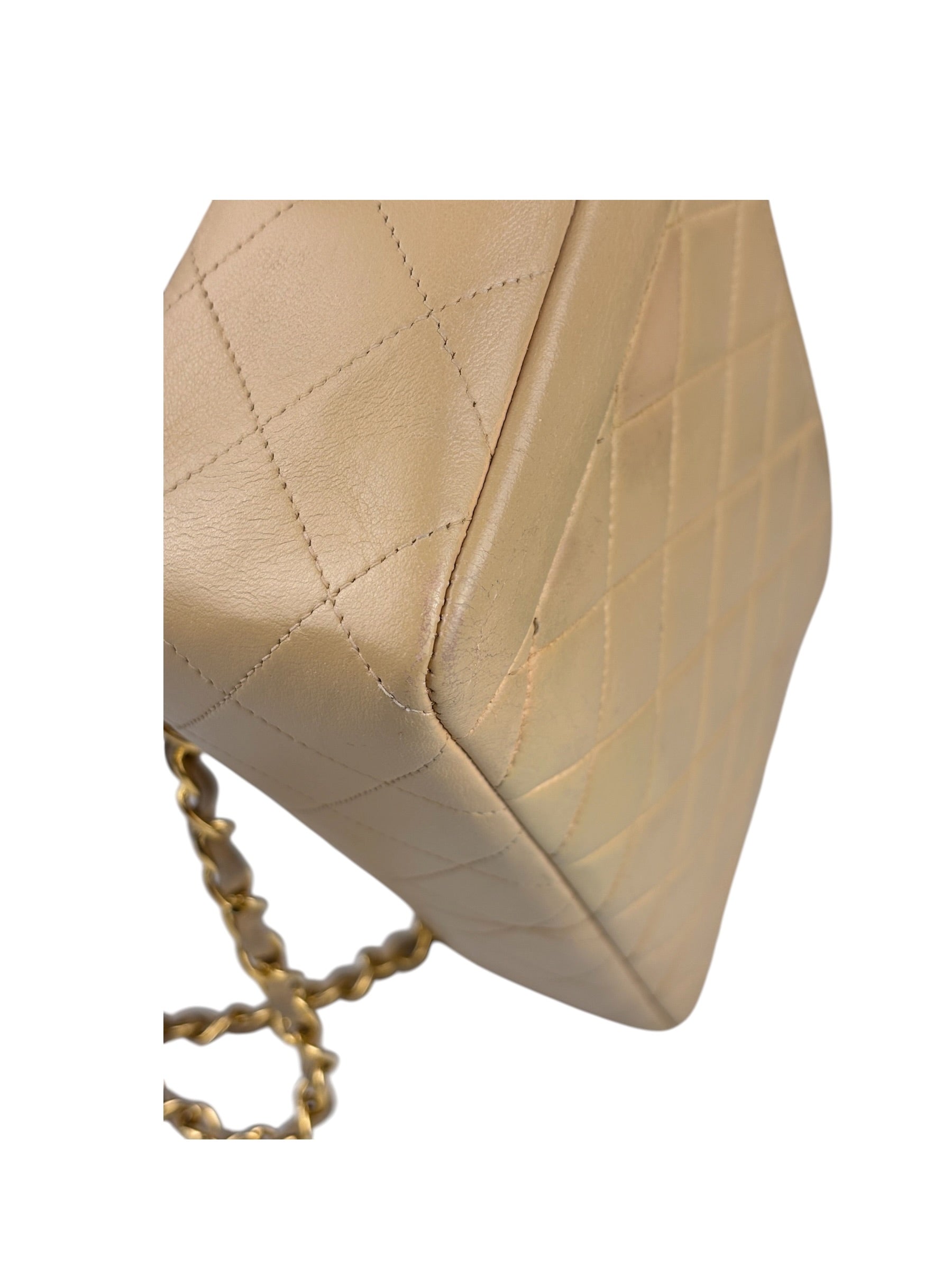 Chanel Vintage Beige Clair Quilted Leather Classic Flap Shoulder Bag 1955