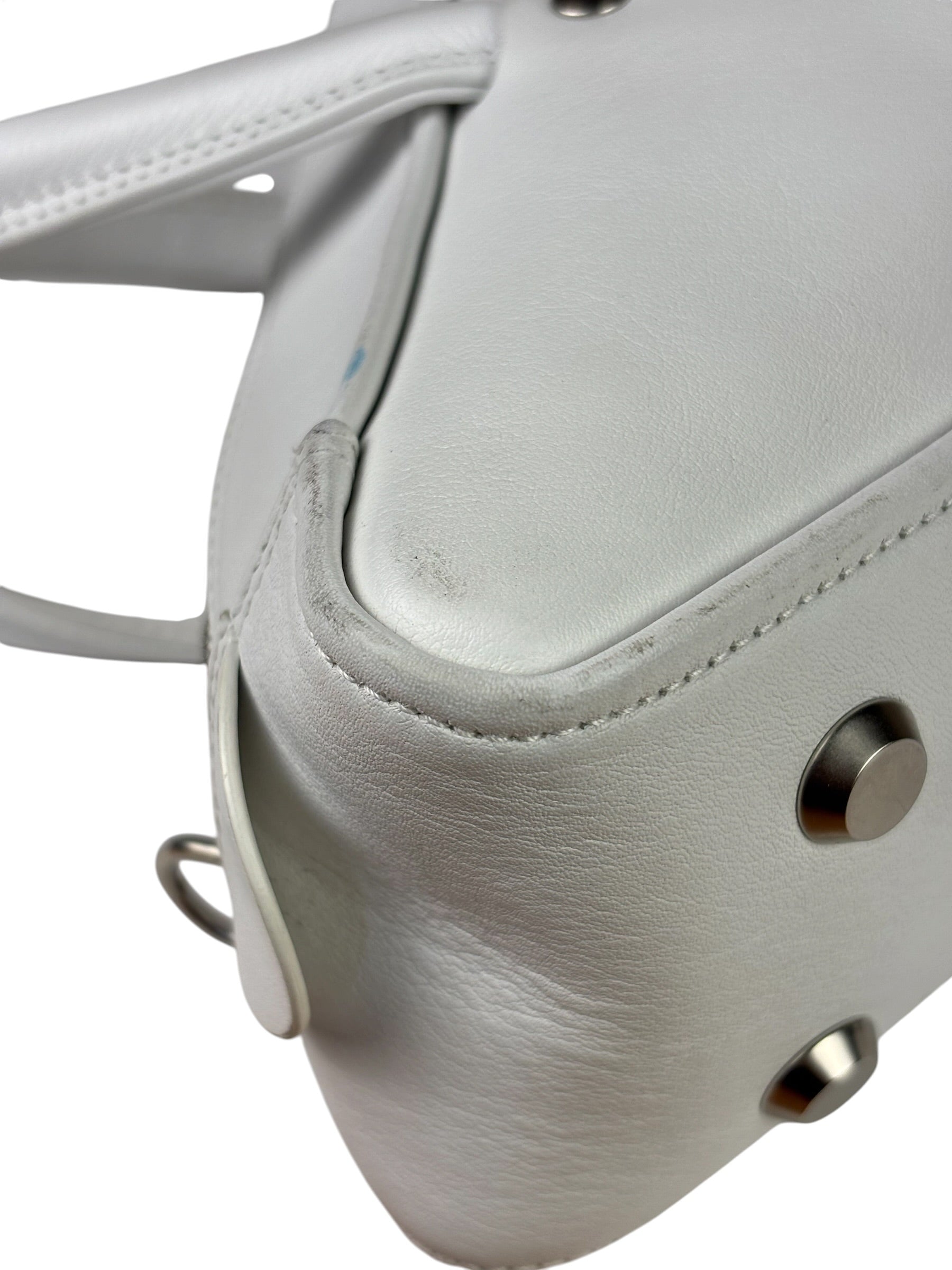 Balenciaga White Leather Triangle Two-Way Bag