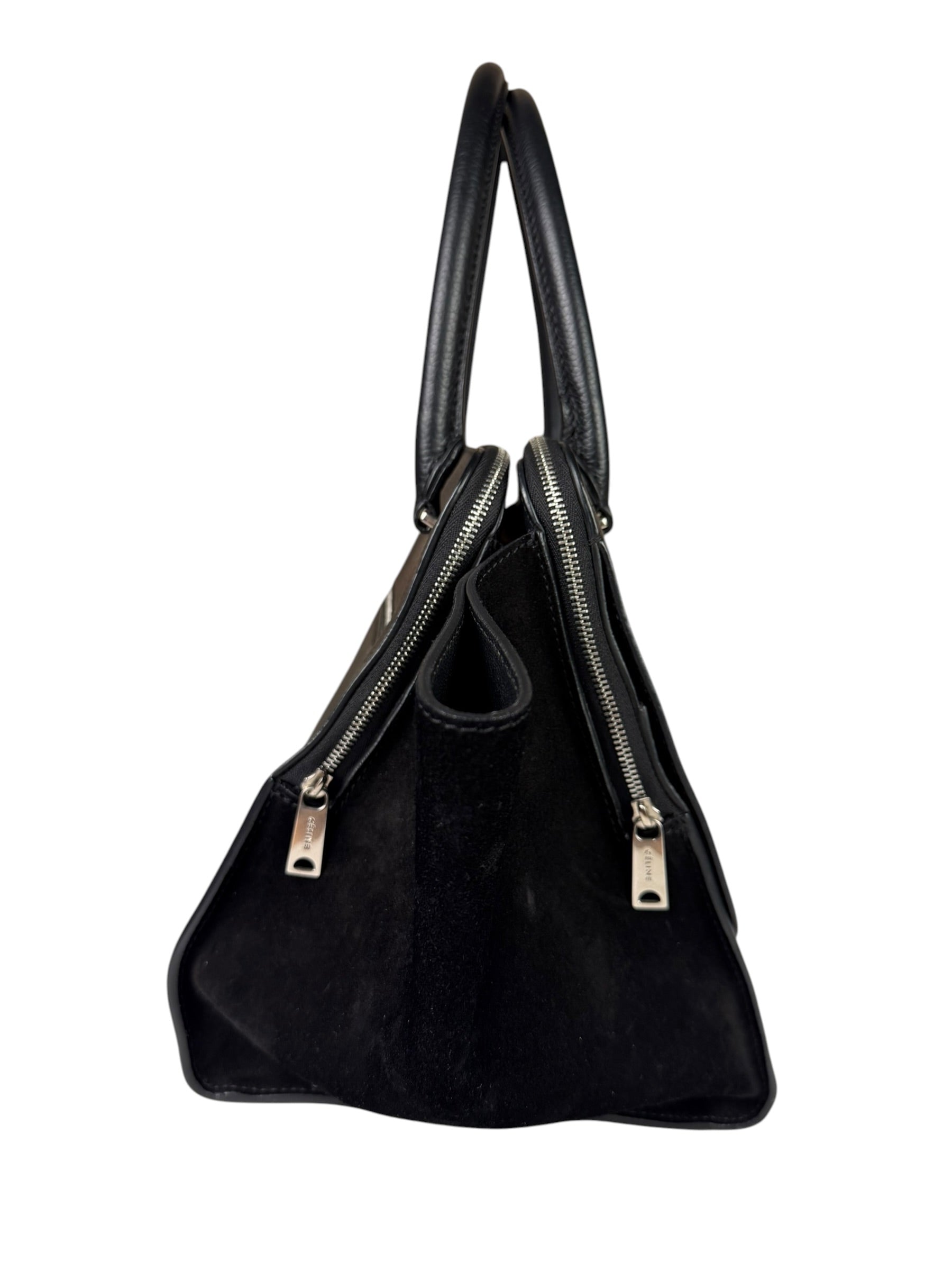Celine Black Leather/Suede Trapeze Medium Handbag