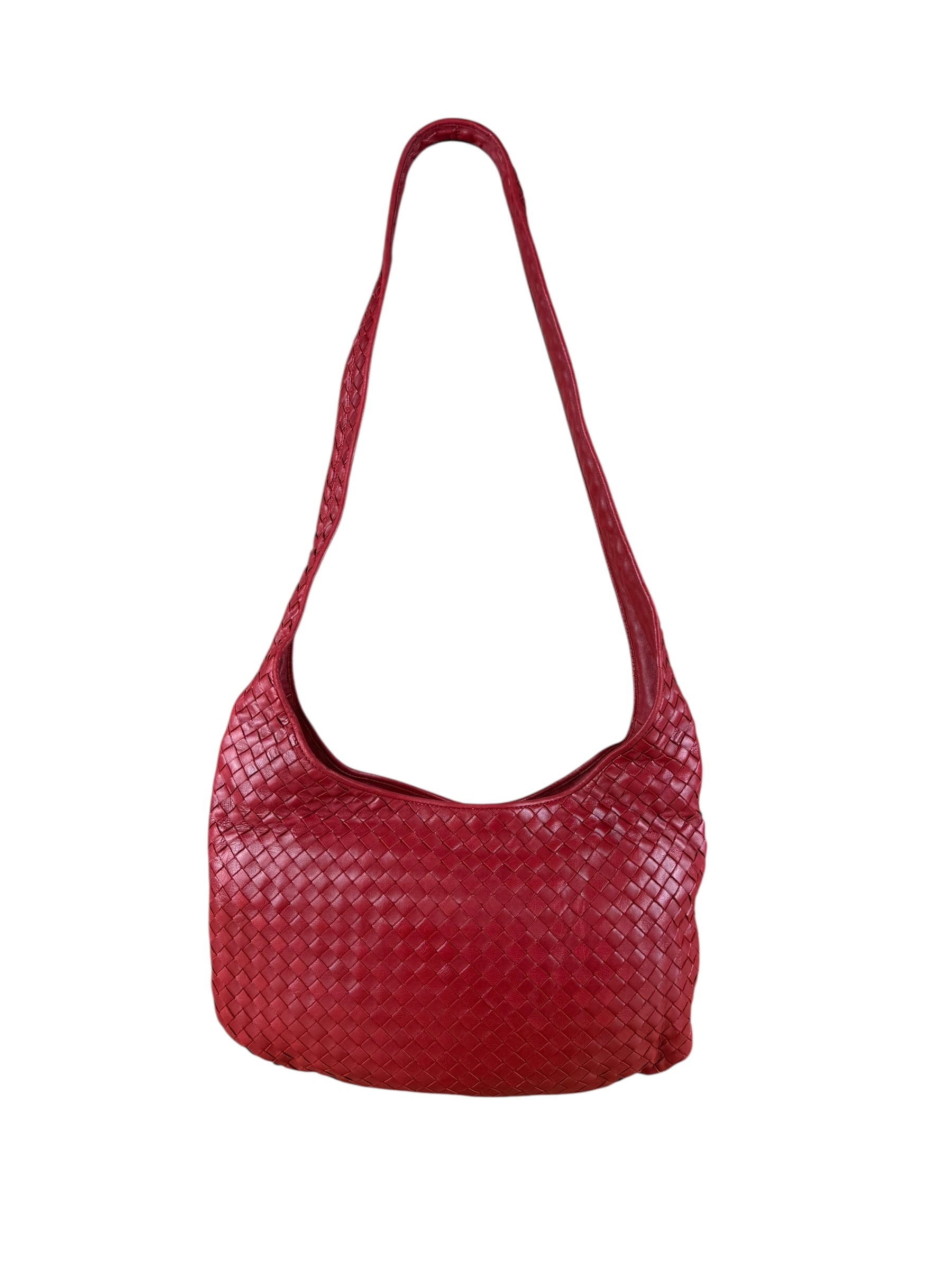 Bottega Veneta Vintage Red Intrecciato Hobo Bag