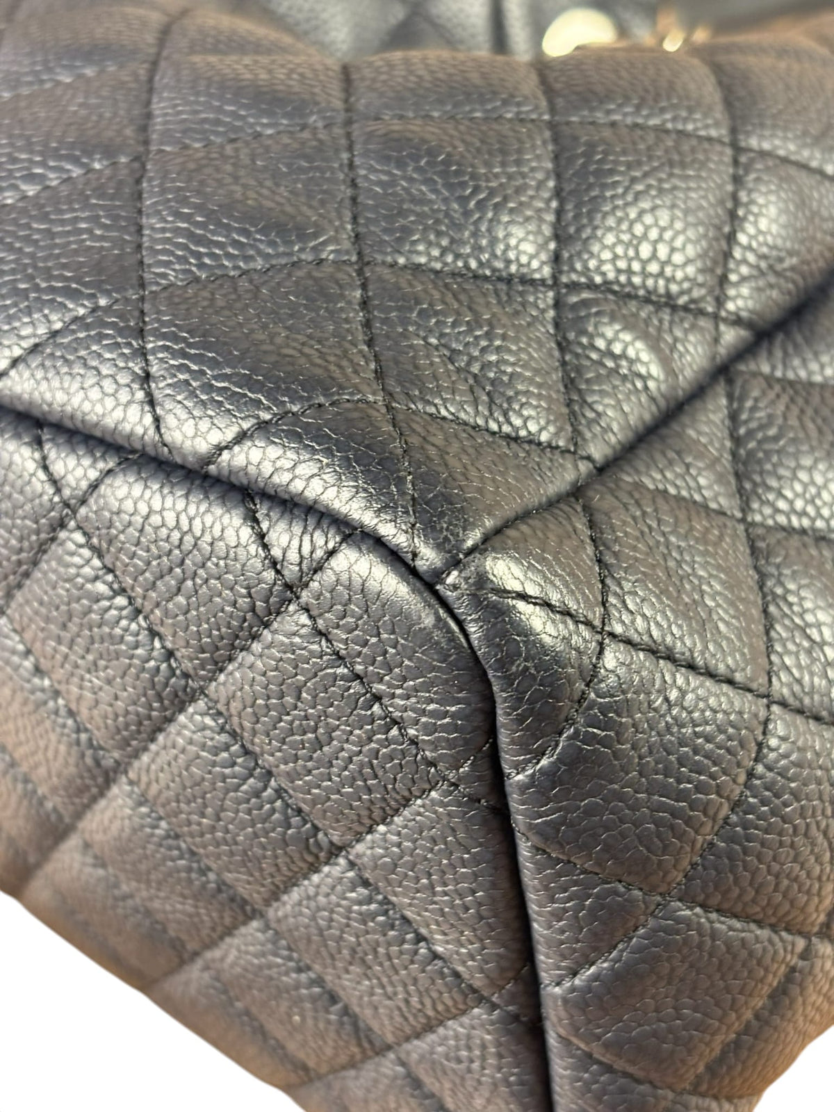 Chanel Navy Quilted Caviar Bucket Bag 2018