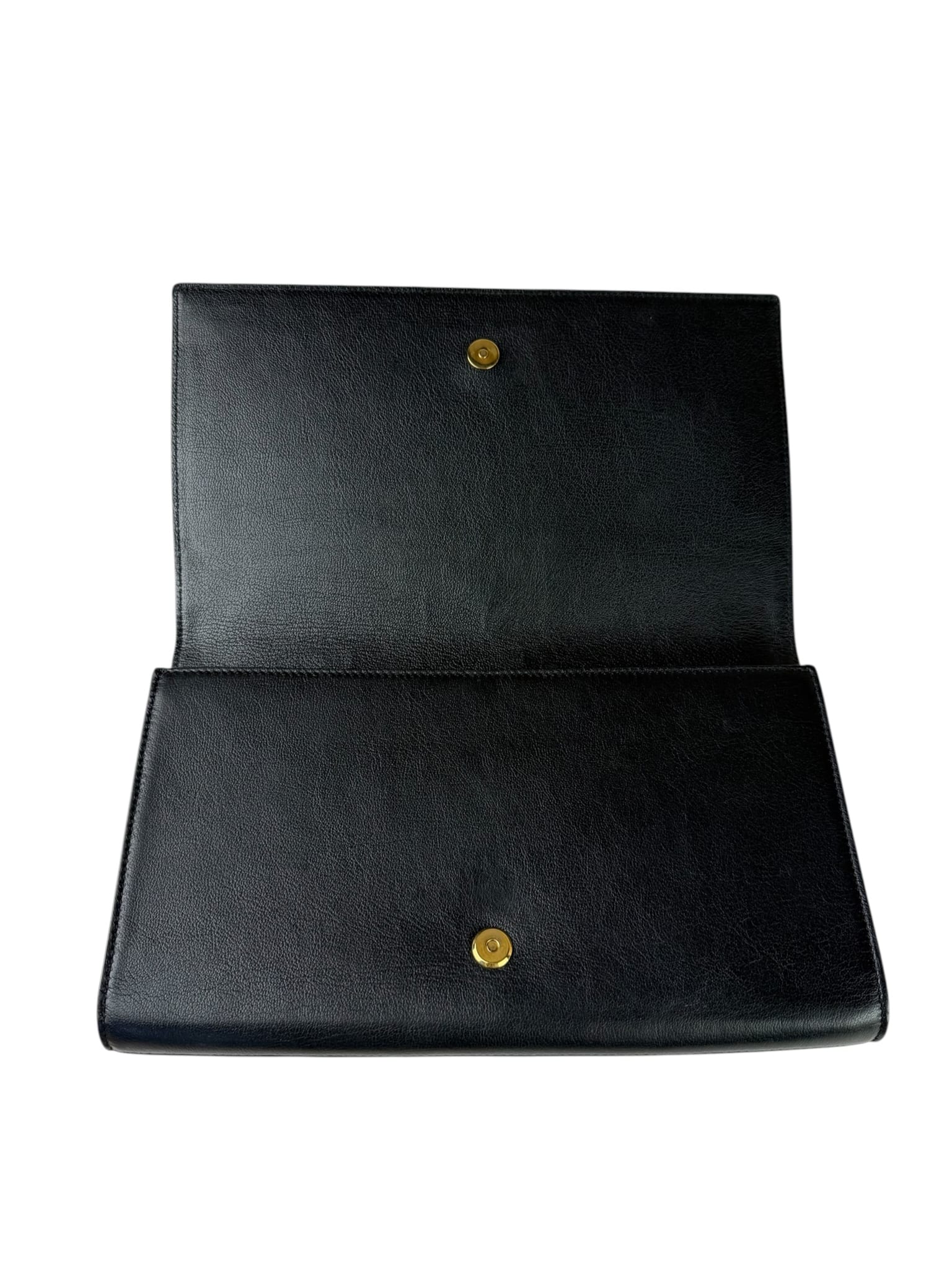 Yves Saint Laurent Black Leather Flap Clutch