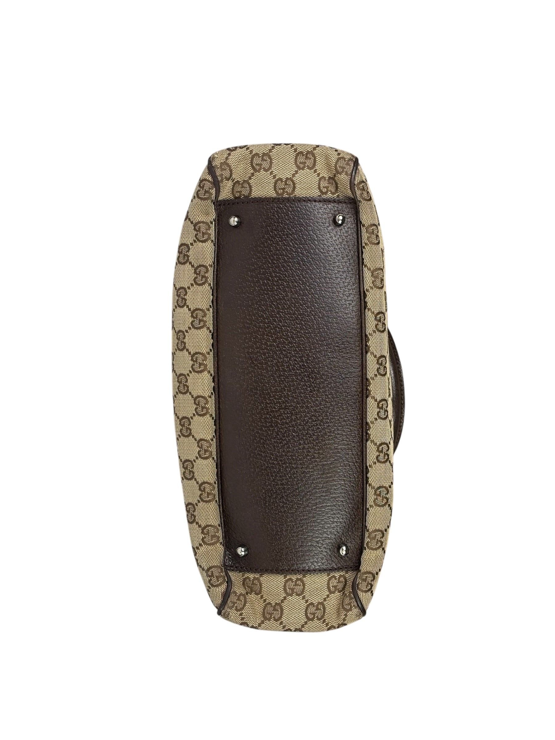 Gucci Brown Leather Trim GG Supreme Shoulder Bag