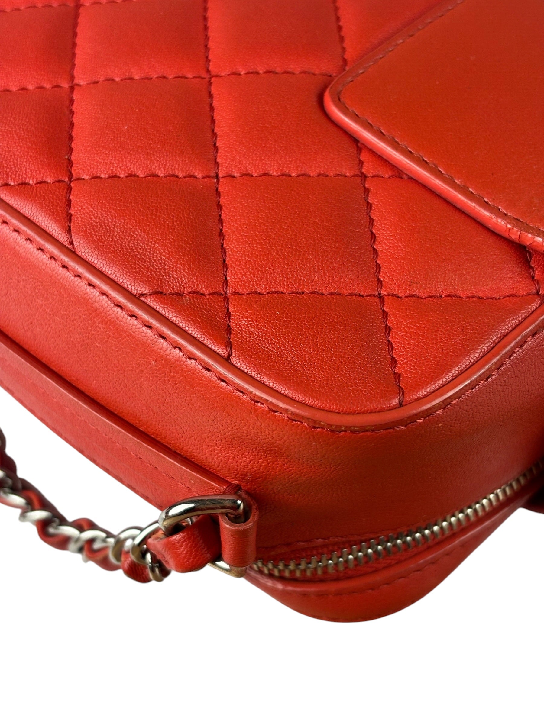 Chanel Red Quilted Lambskin Nano CC Box Camera Bag 2018