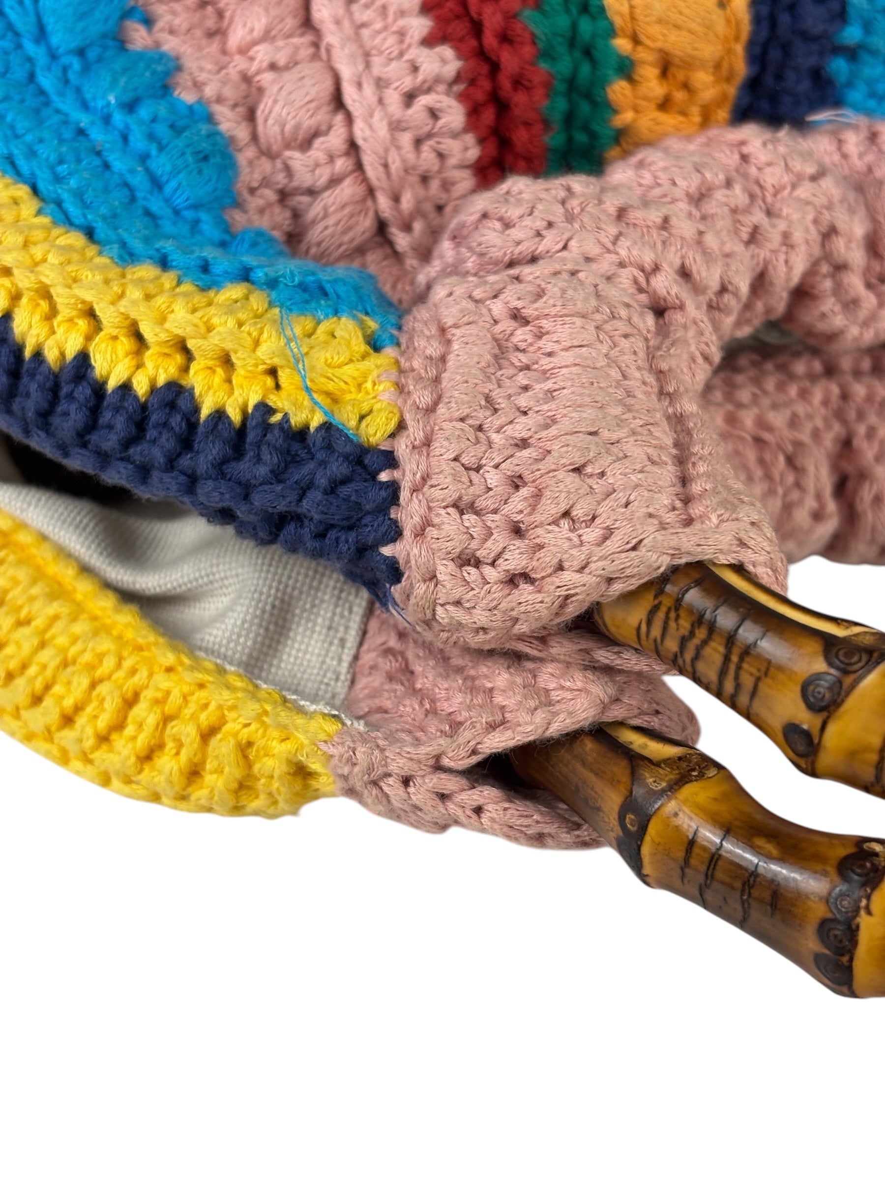Gucci Horsebit Striped Crochet Tote Bag