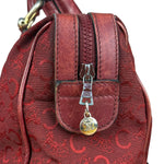 Celine Vintage Burgundy Macadam Print Mini Boston Handbag