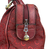 Celine Vintage Burgundy Macadam Print Mini Boston Handbag