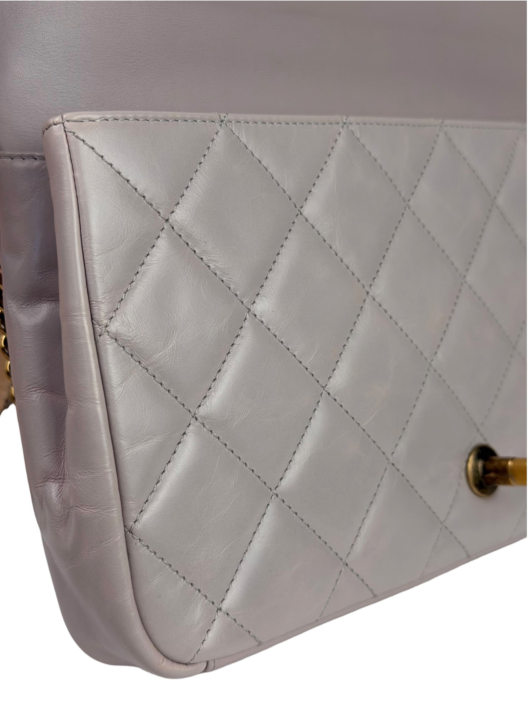 Chanel Light Lilac Calfskin Leather Quilted Flap Chain Bag