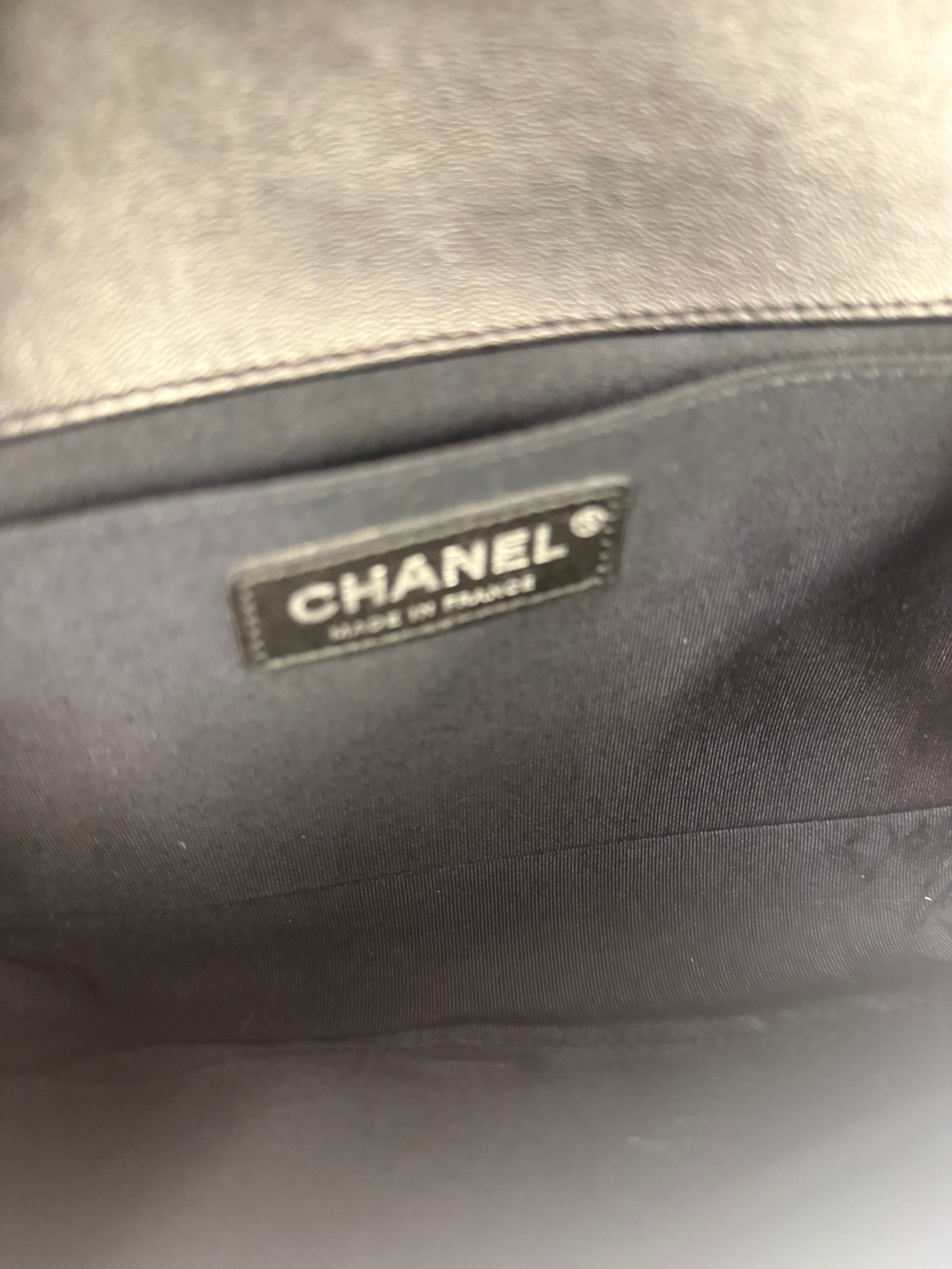 Chanel Black Leather Diamond Quilted Medium Boy Bag 2012