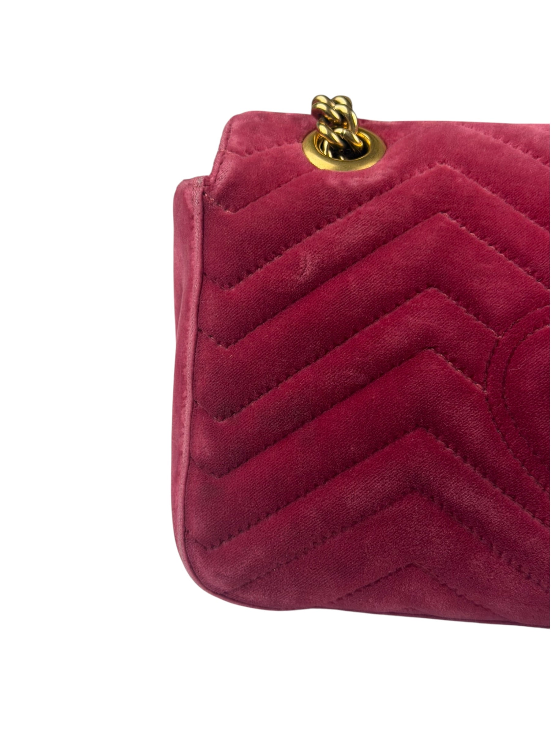 Gucci GG Marmont Matelasse Velvet Small Pink Chain Bag