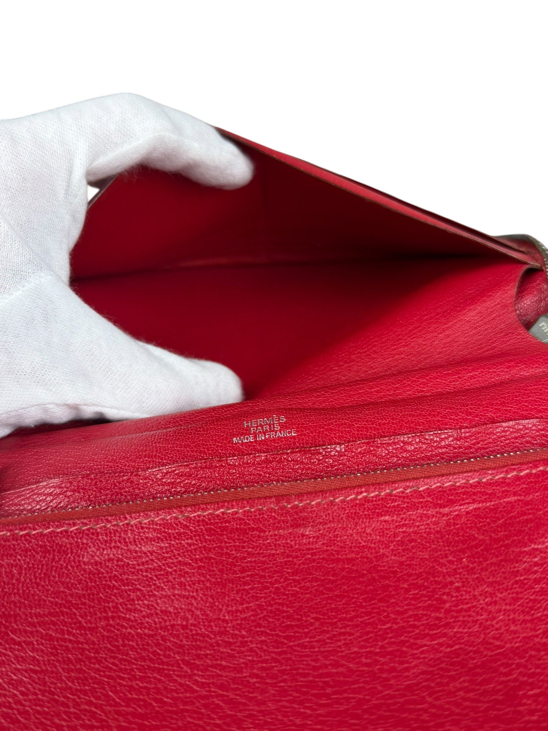 Hermes Rouge Epsom Leather Vintage Organizer Wallet