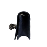 Alexander McQueen Denim Jeweled Knuckle Shoulder Bag