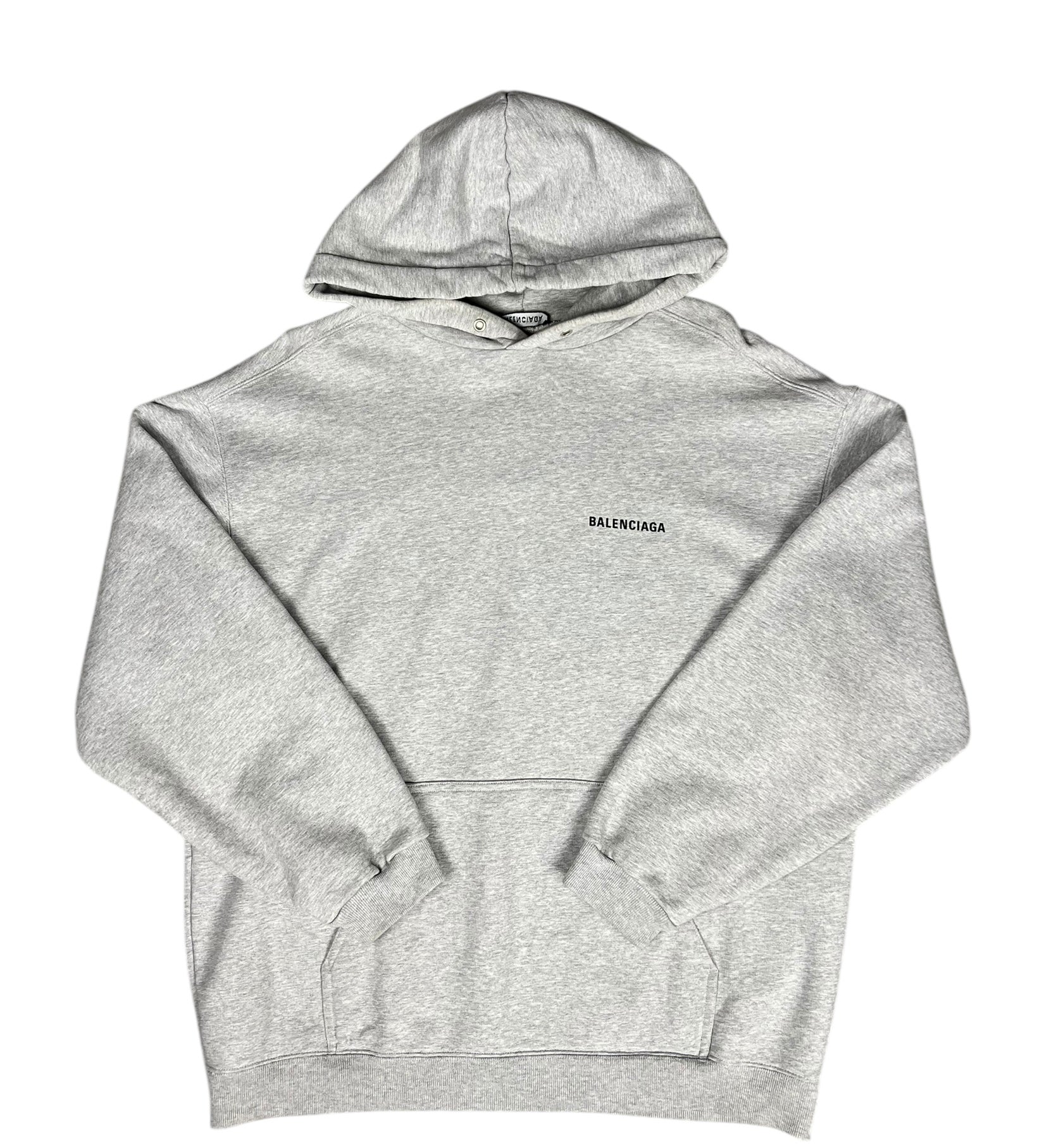 Balenciaga Logo Pullover Hoodie Grey