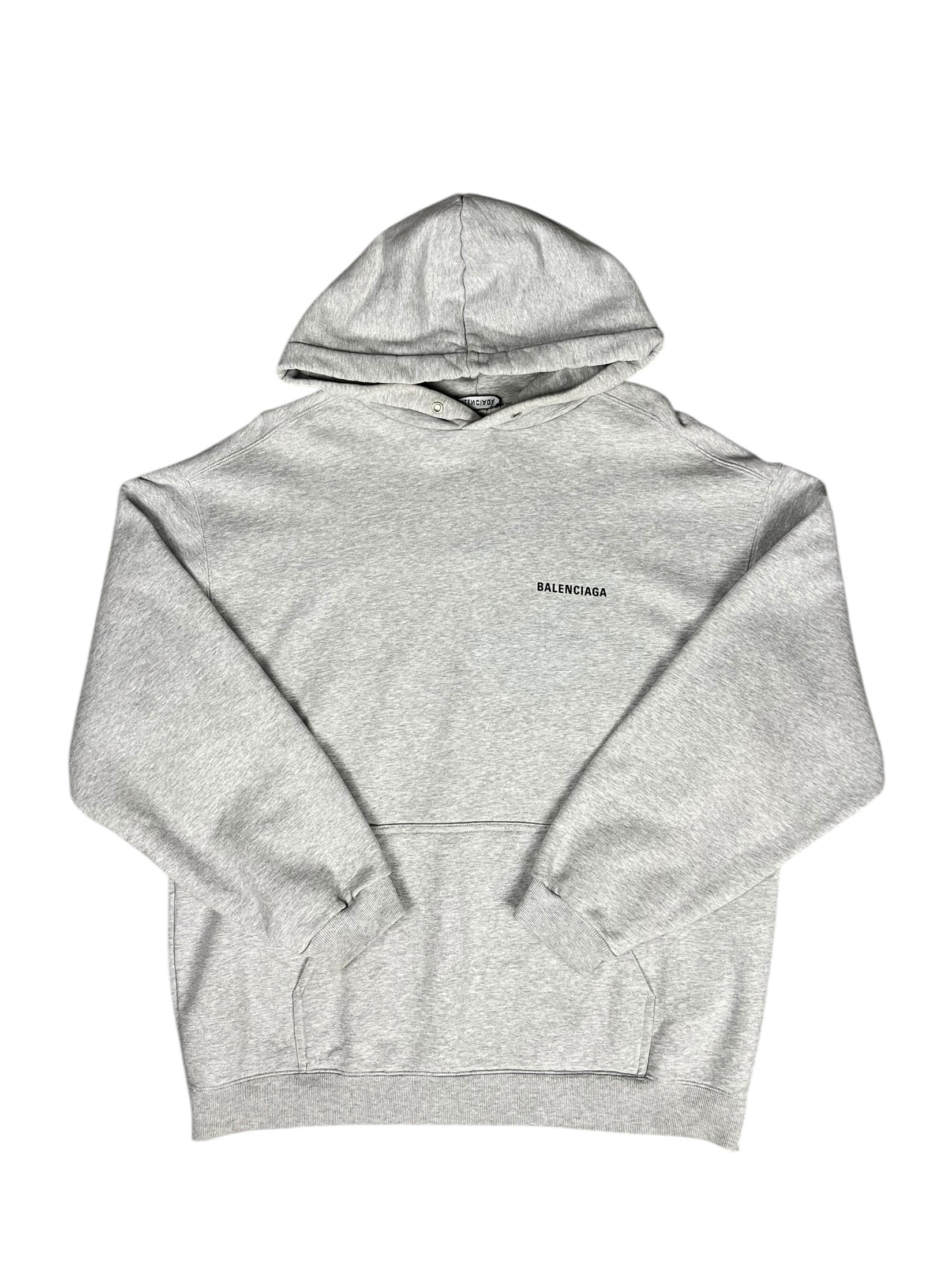 Balenciaga Logo Pullover Hoodie Grey