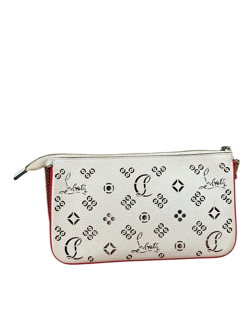 Christian Louboutin White Leather Loubinthesky Perforated Pochette