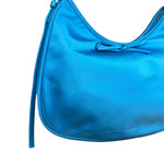 Balenciaga Blue Satin/Leather Trim Leopolda Small Hobo Bag