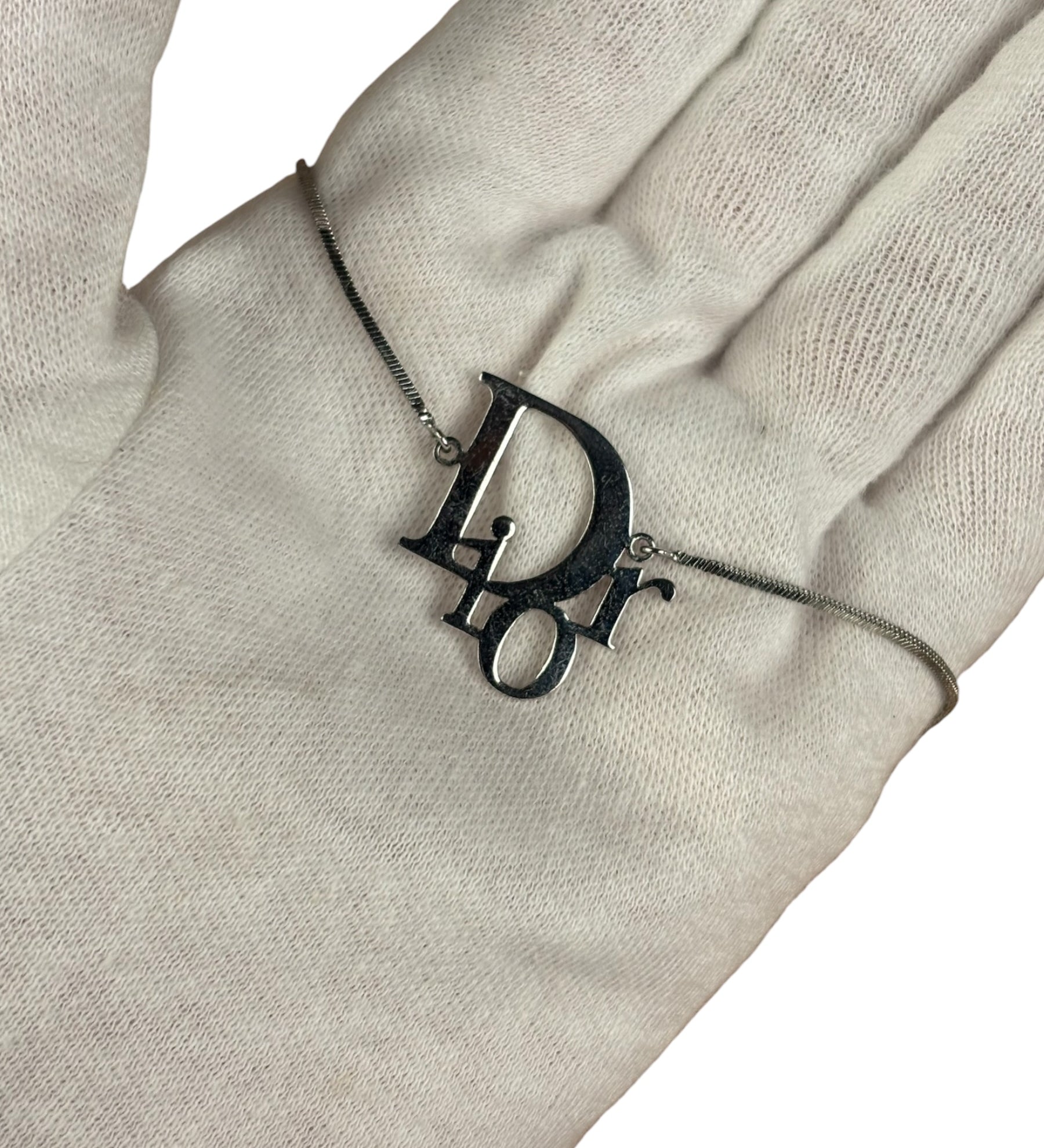 Christian Dior Vintage Trotter Logo Silver Bracelet