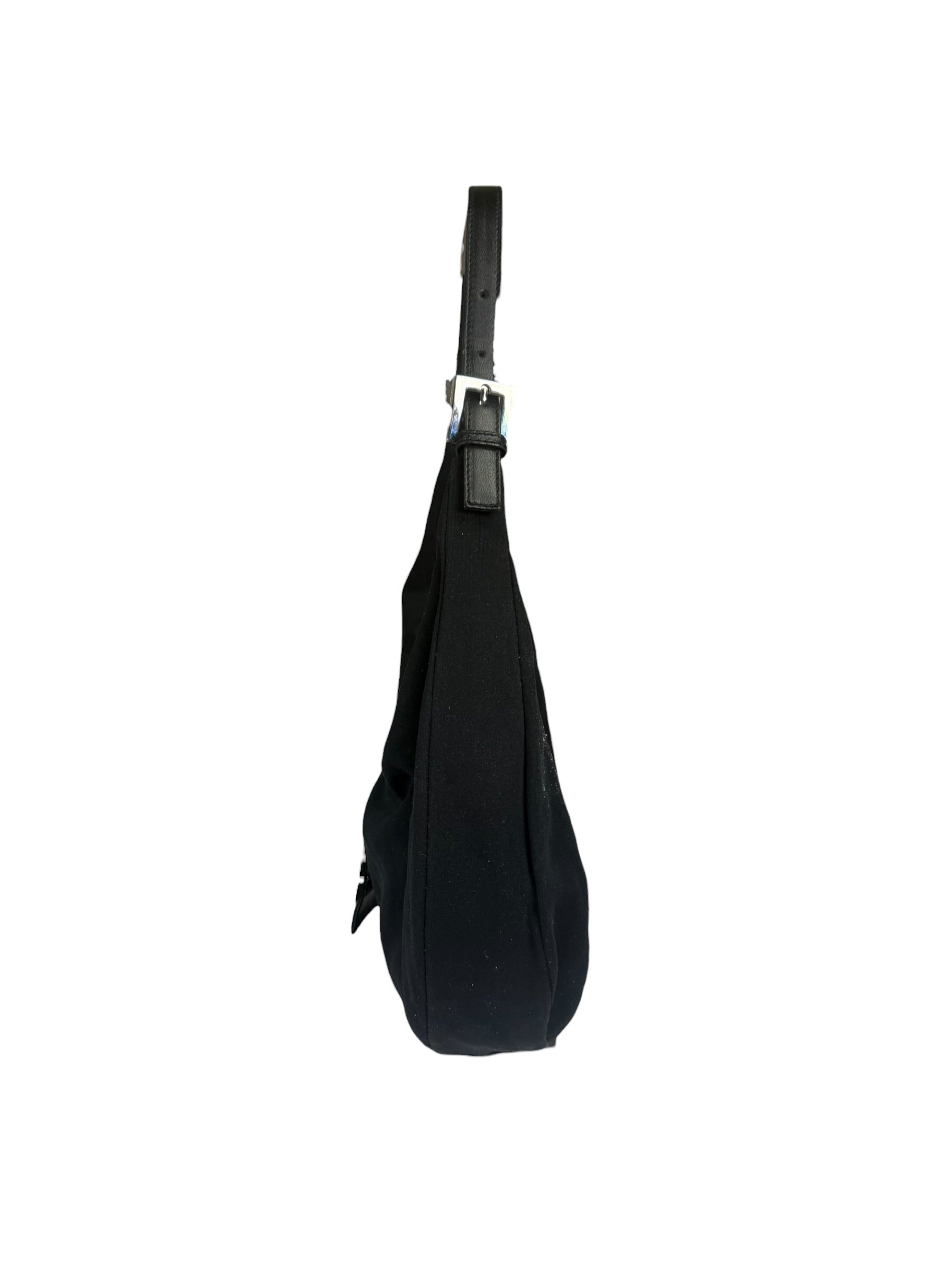 Fendi Black Leather Trim Mamma Baguette