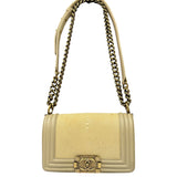 Chanel Beige Leather Boy Stingray Flap Bag 2013