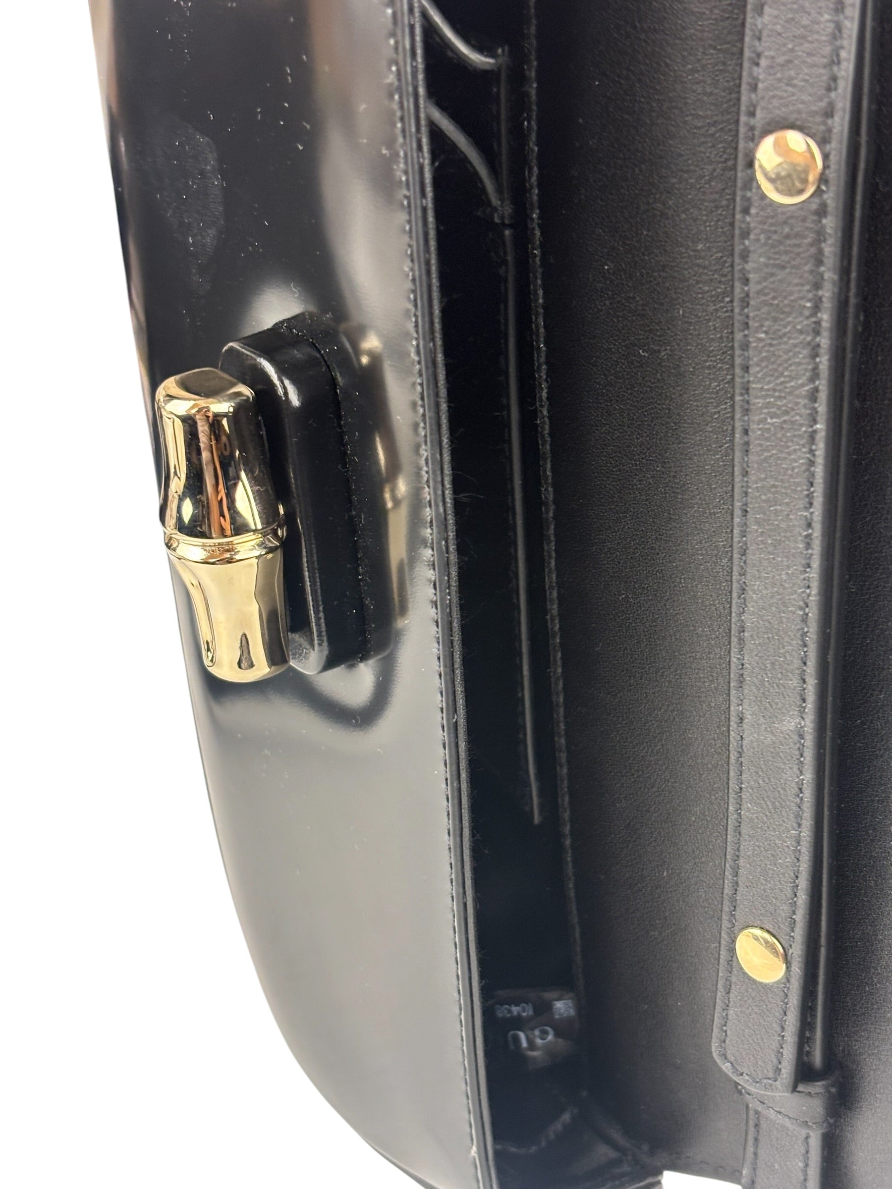 Gucci Black Leather Bamboo Night Small Clutch/Pochette
