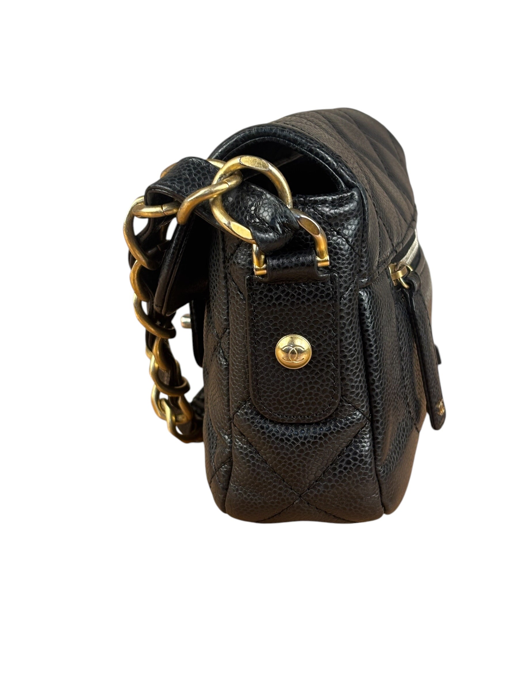 Chanel Black Caviar Quilted Leather Mini Square Flap Bag 2021