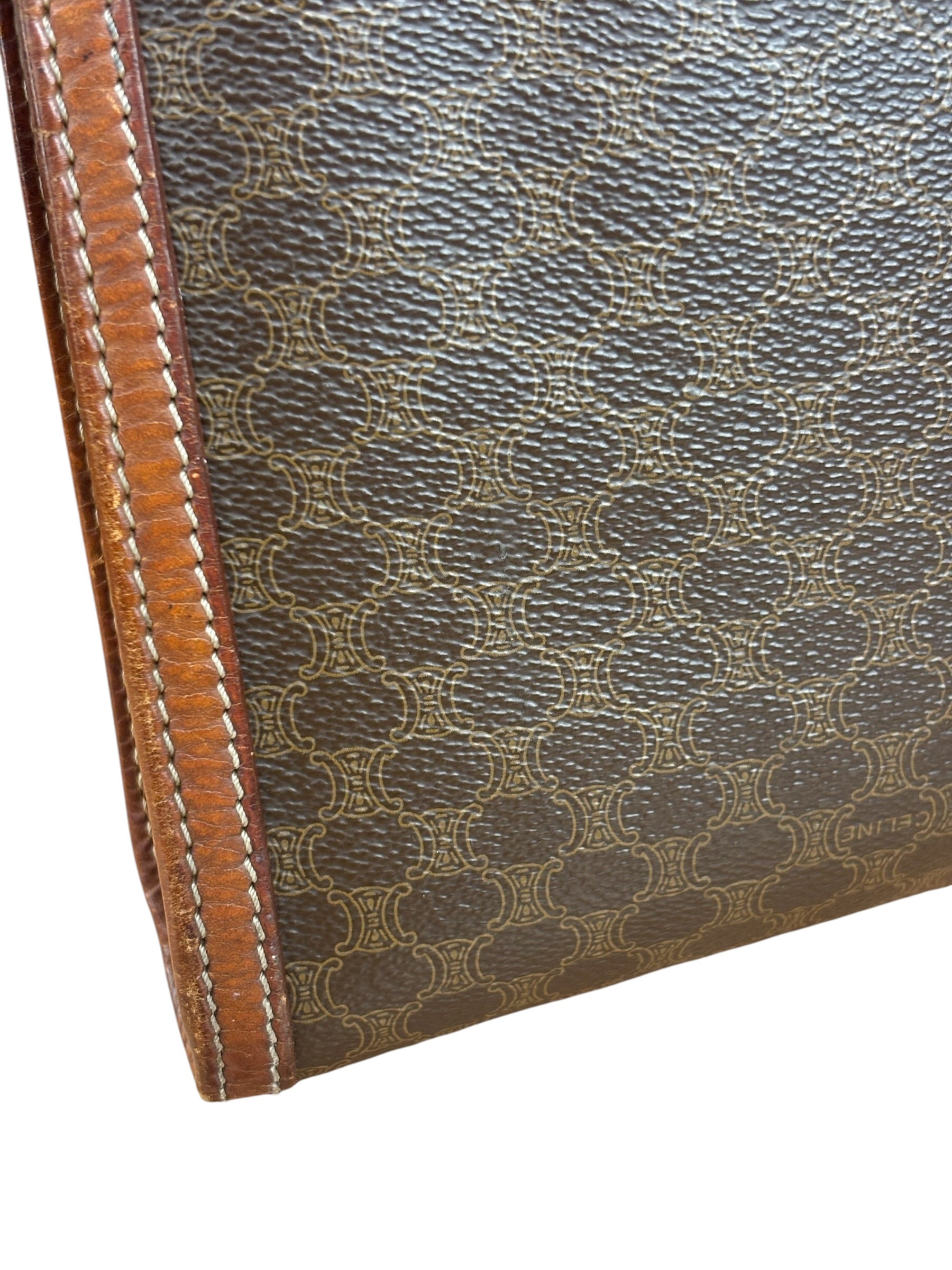 Celine Brown Leather Macadam Clutch