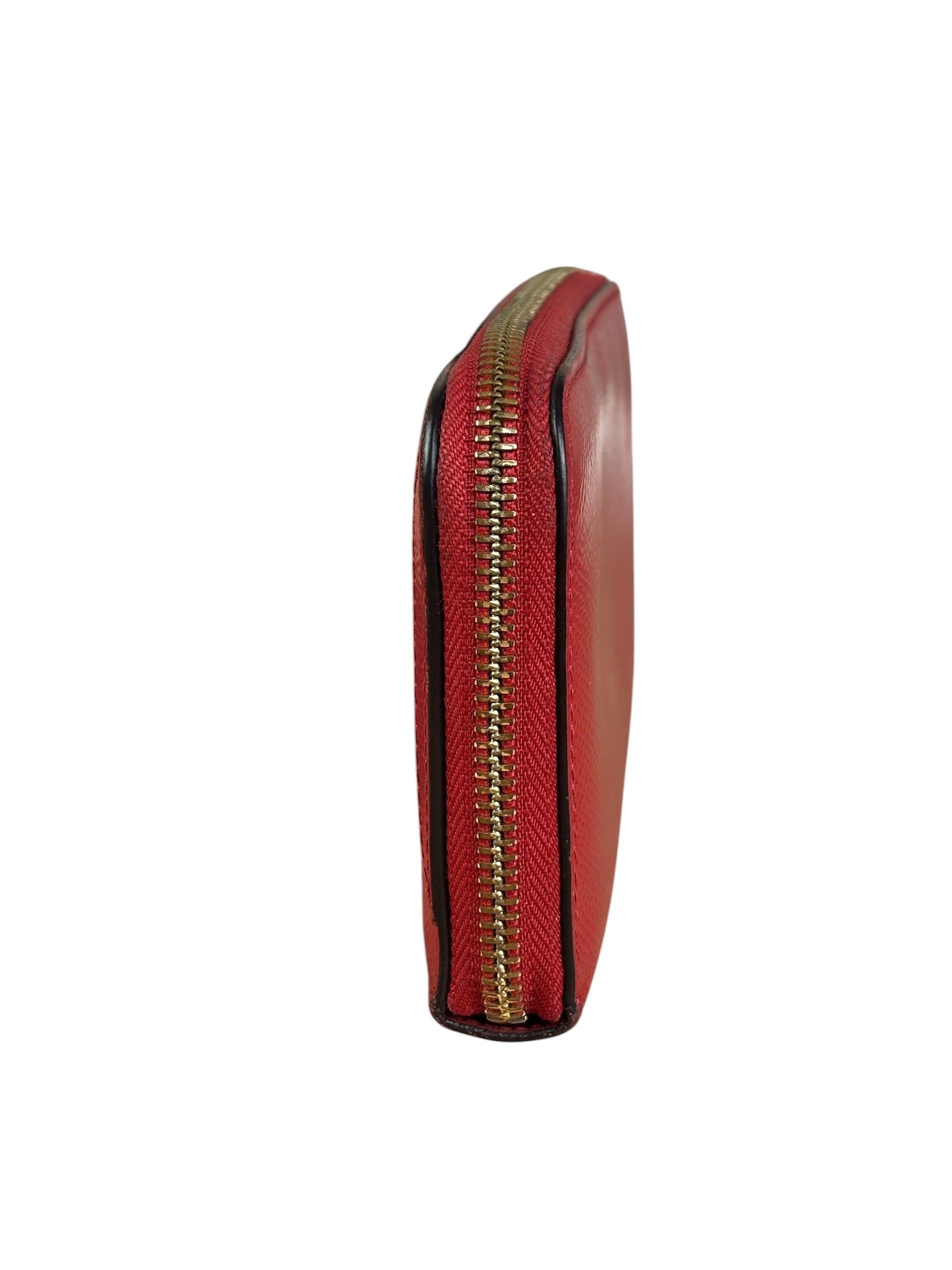 Burberry Vintage Red Leather Zip Long Wallet