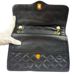 Chanel Vintage Black Quilted Leather Double Flap Bag 1995