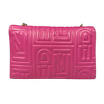 Fendi Roma Pink Leather Embossed Wallet on Chain
