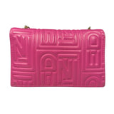 Fendi Roma Pink Leather Embossed Wallet on Chain