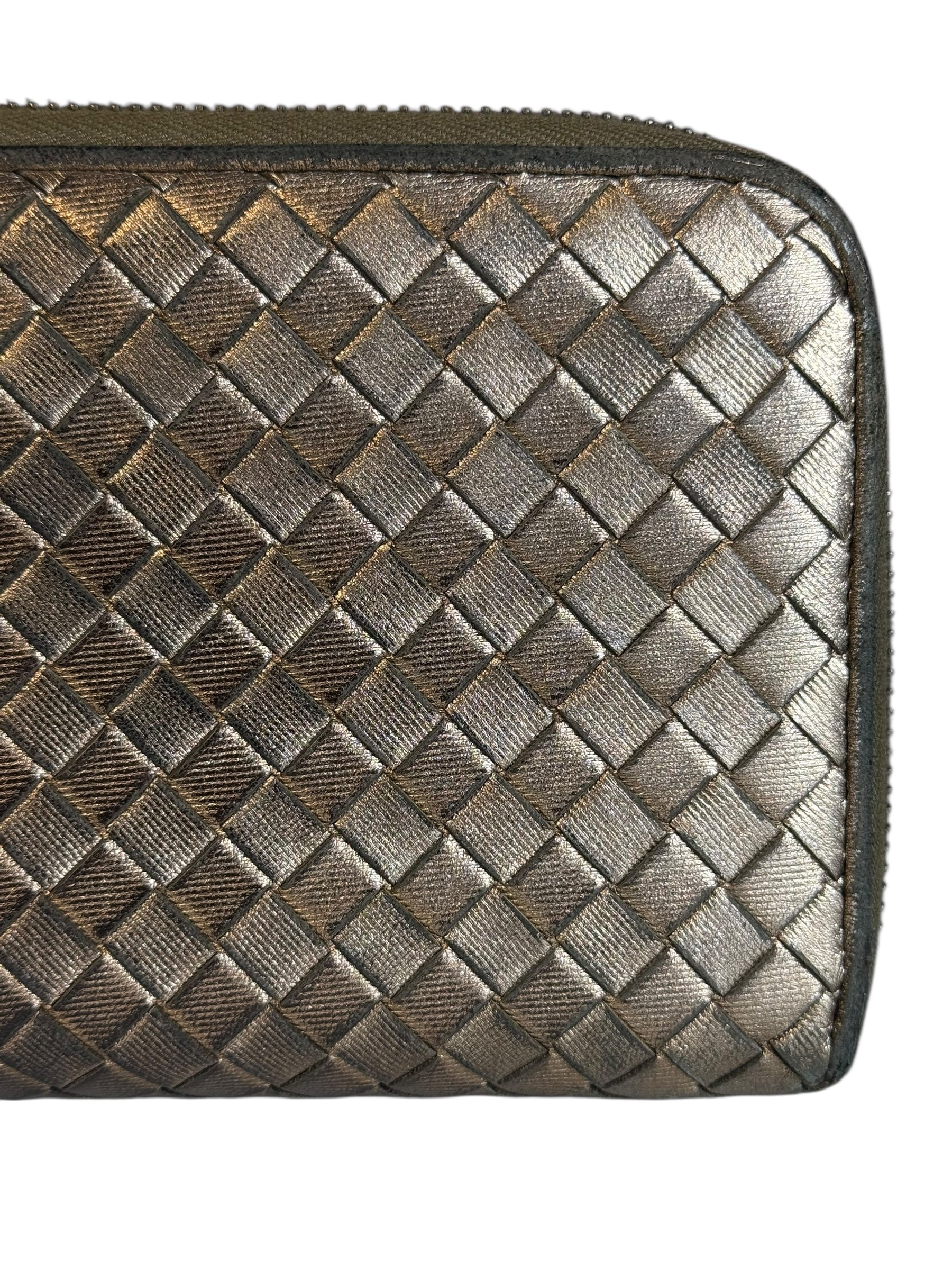 Bottega Veneta Zipper Gold Long Wallet