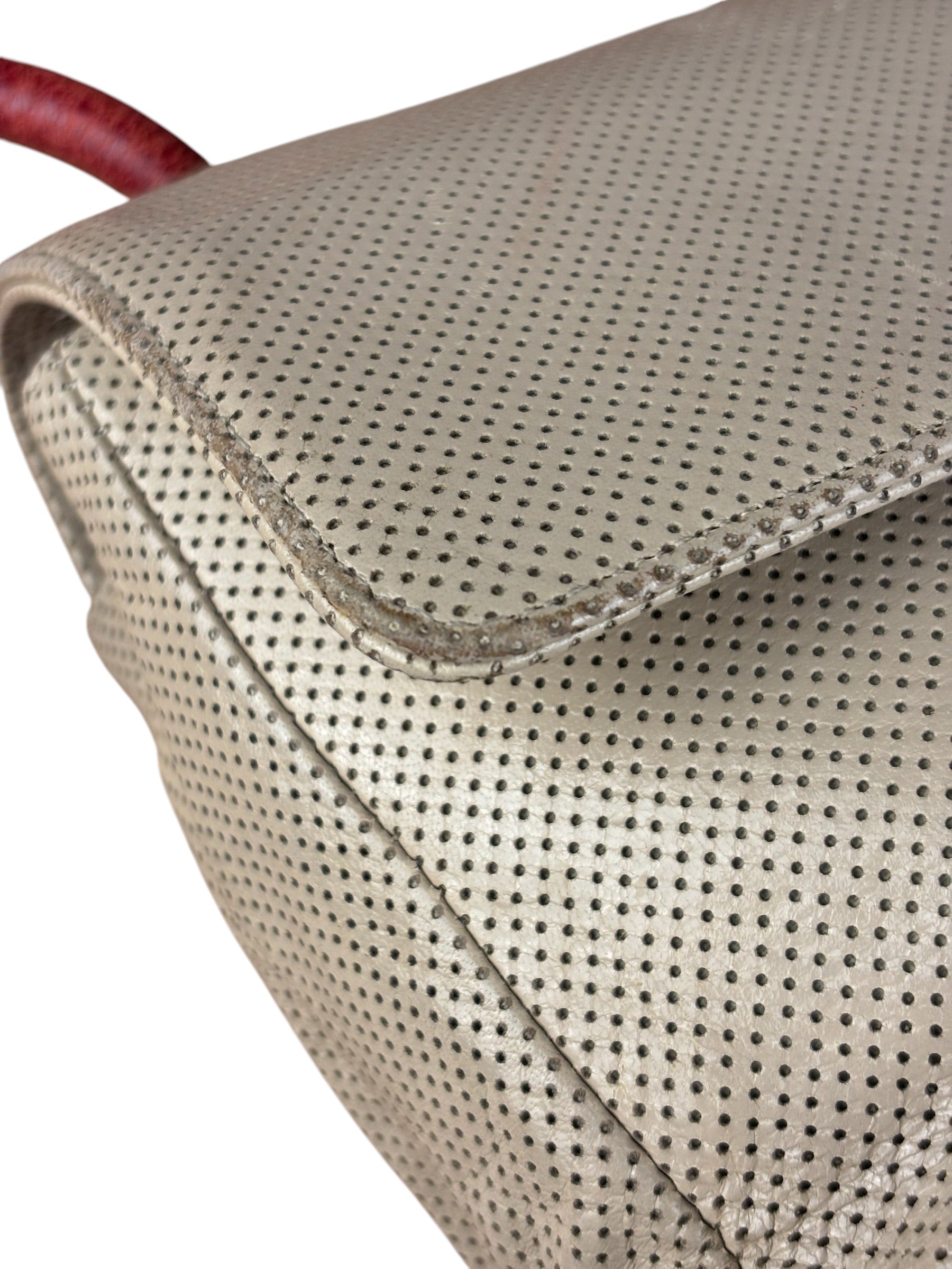 Chanel Beige Perforated Leather CC Flap Bag 2001