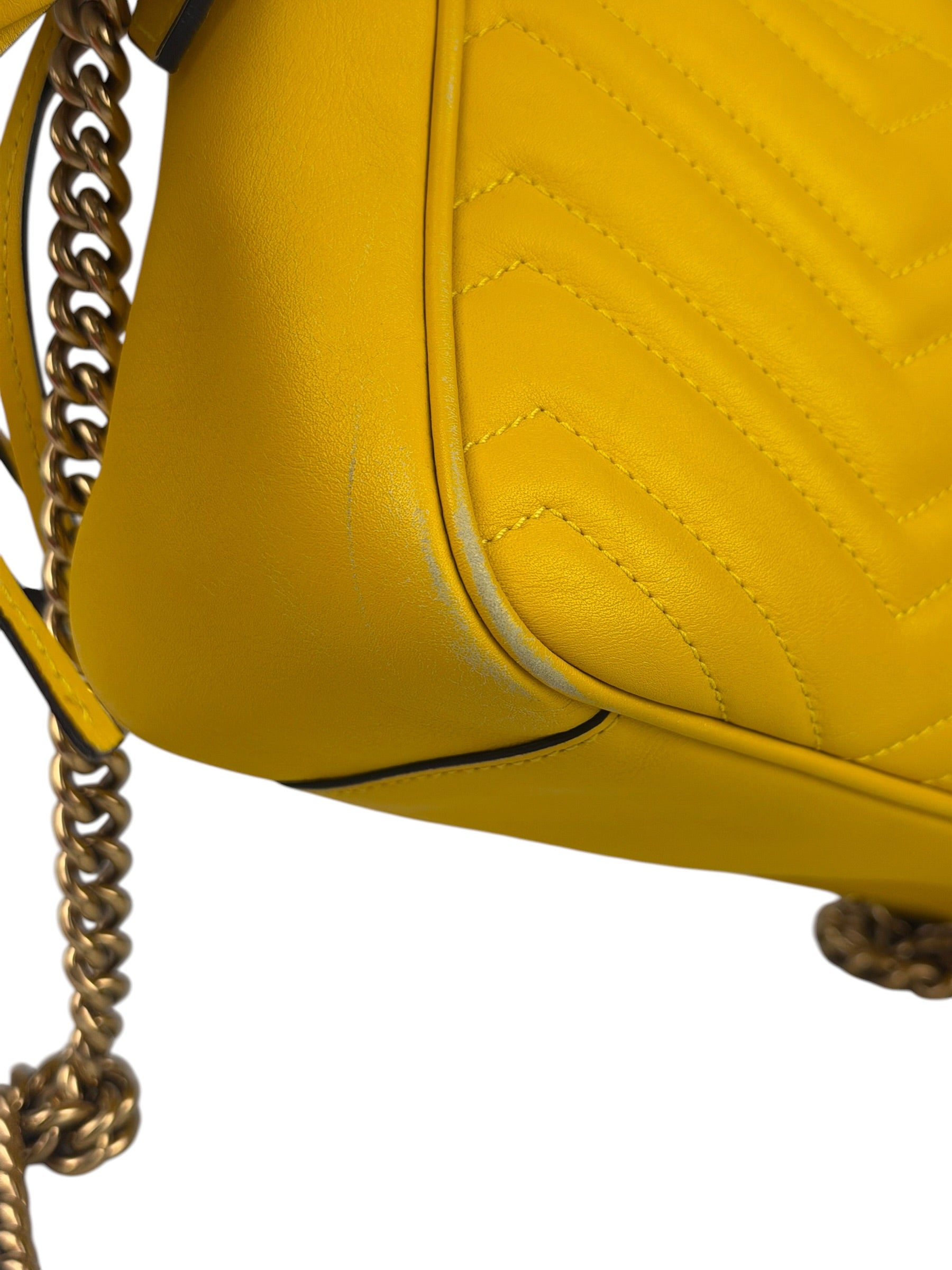 Gucci Bright Yellow GG Marmont Matelasse Shoulder Camera Bag