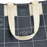 Chanel Vintage Large Square Quilt Tote Faded Black 2003