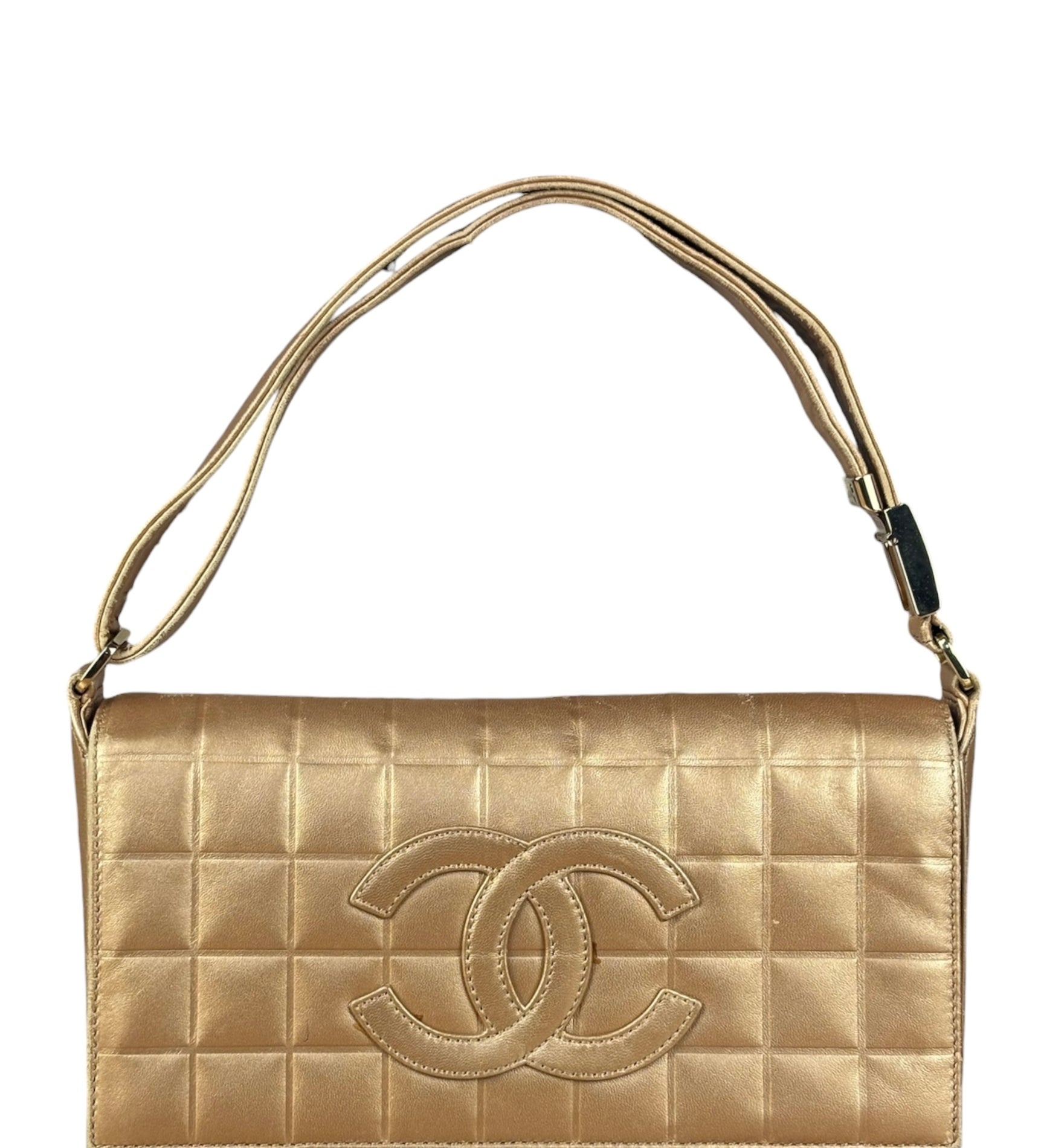Chanel Gold Calfskin Chocolate Bar Shoulder Bag 2002