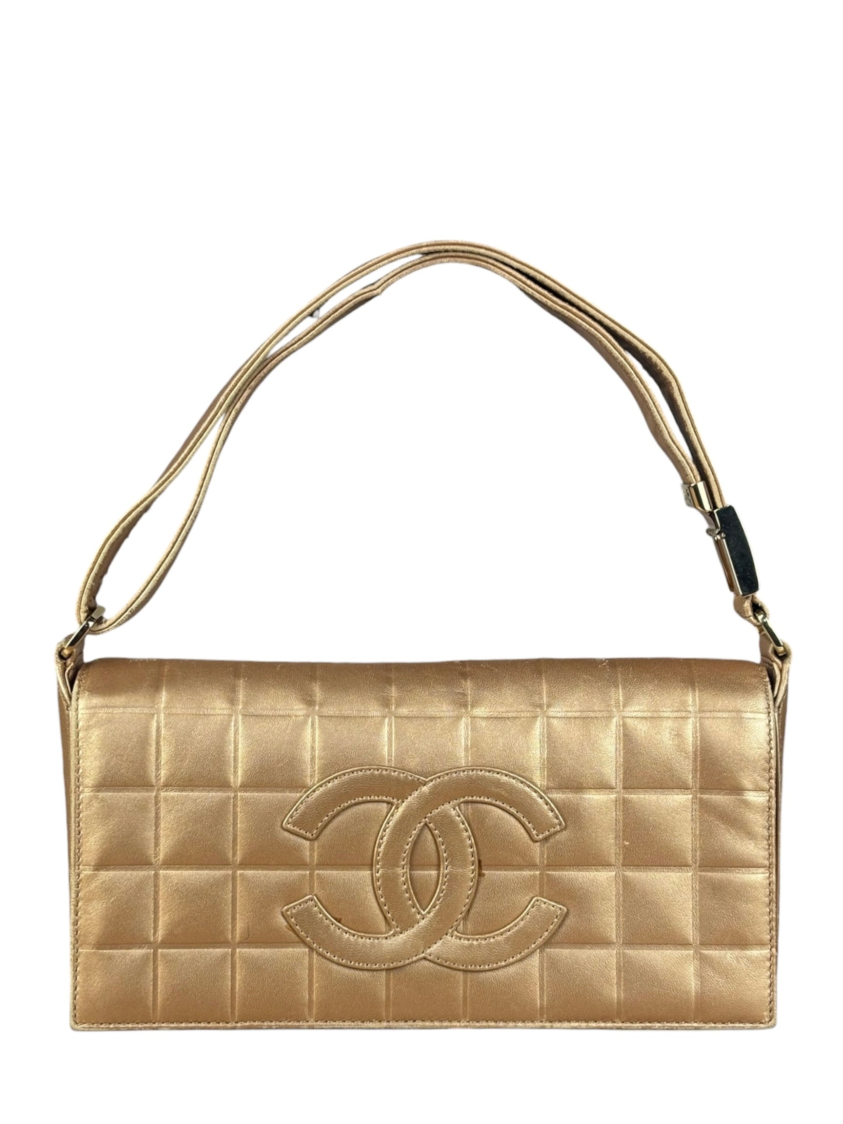 Chanel Gold Calfskin Chocolate Bar Shoulder Bag 2002
