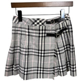 Burberry Grey Plaid House Check Frayed Short Skirt