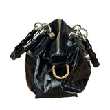 Gucci Black Patent Vintage Dialux Pop Bamboo 2Way Handbag