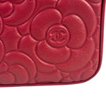 Chanel Pink Floral Embossed Leather Double Zip Chain Clutch Bag 2017
