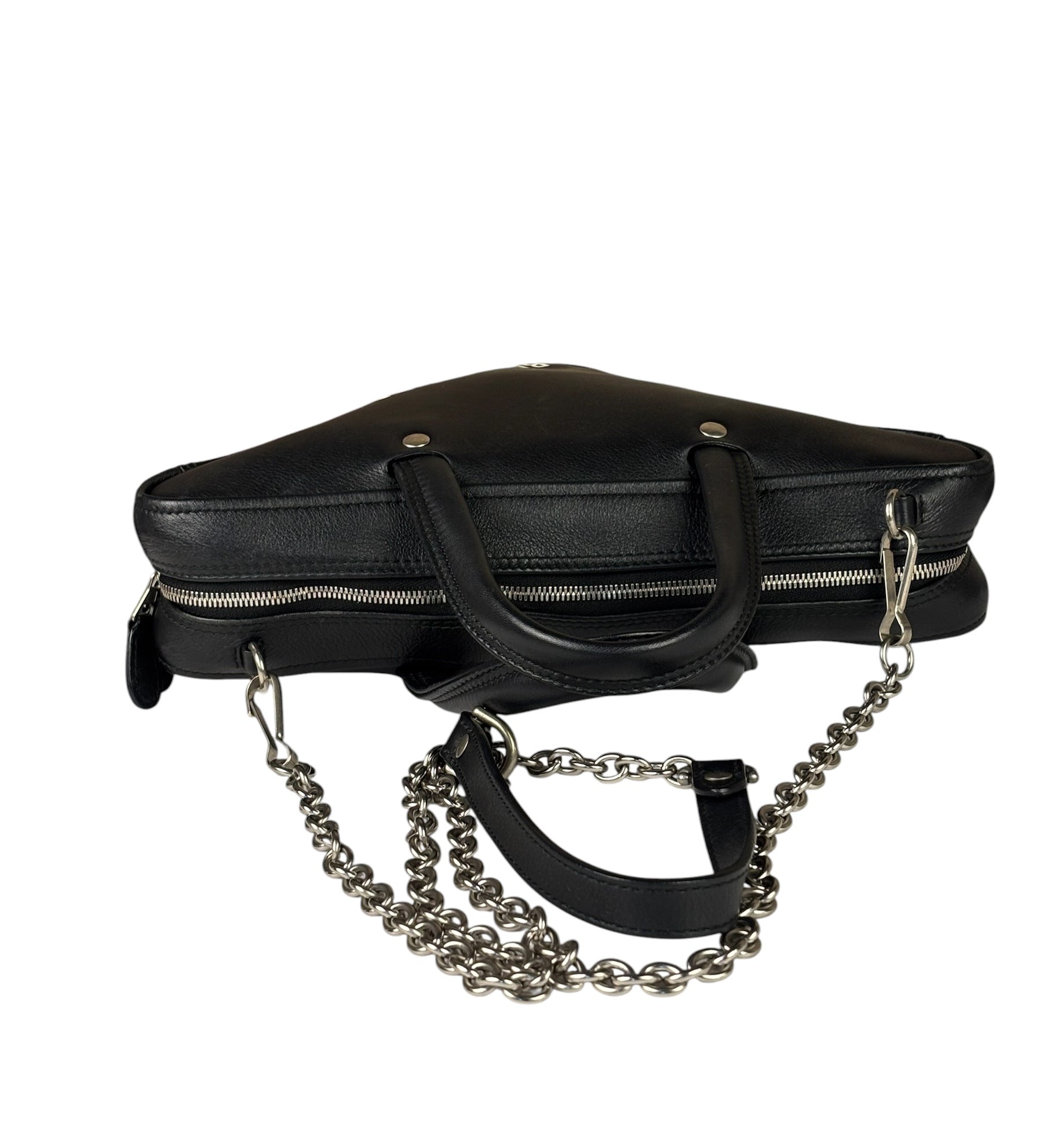 Balenciaga Black Leather Triangle Two-Way Bag