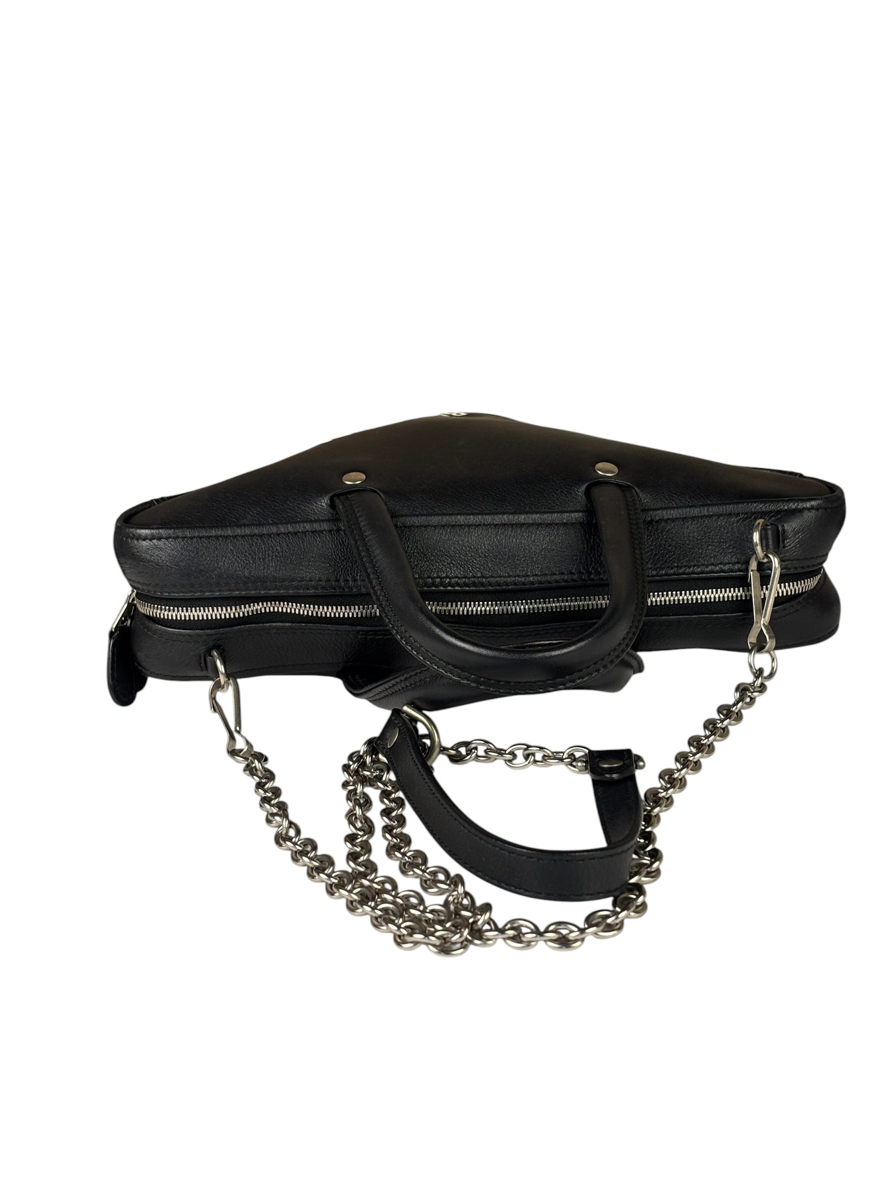 Balenciaga Black Leather Triangle Two-Way Bag