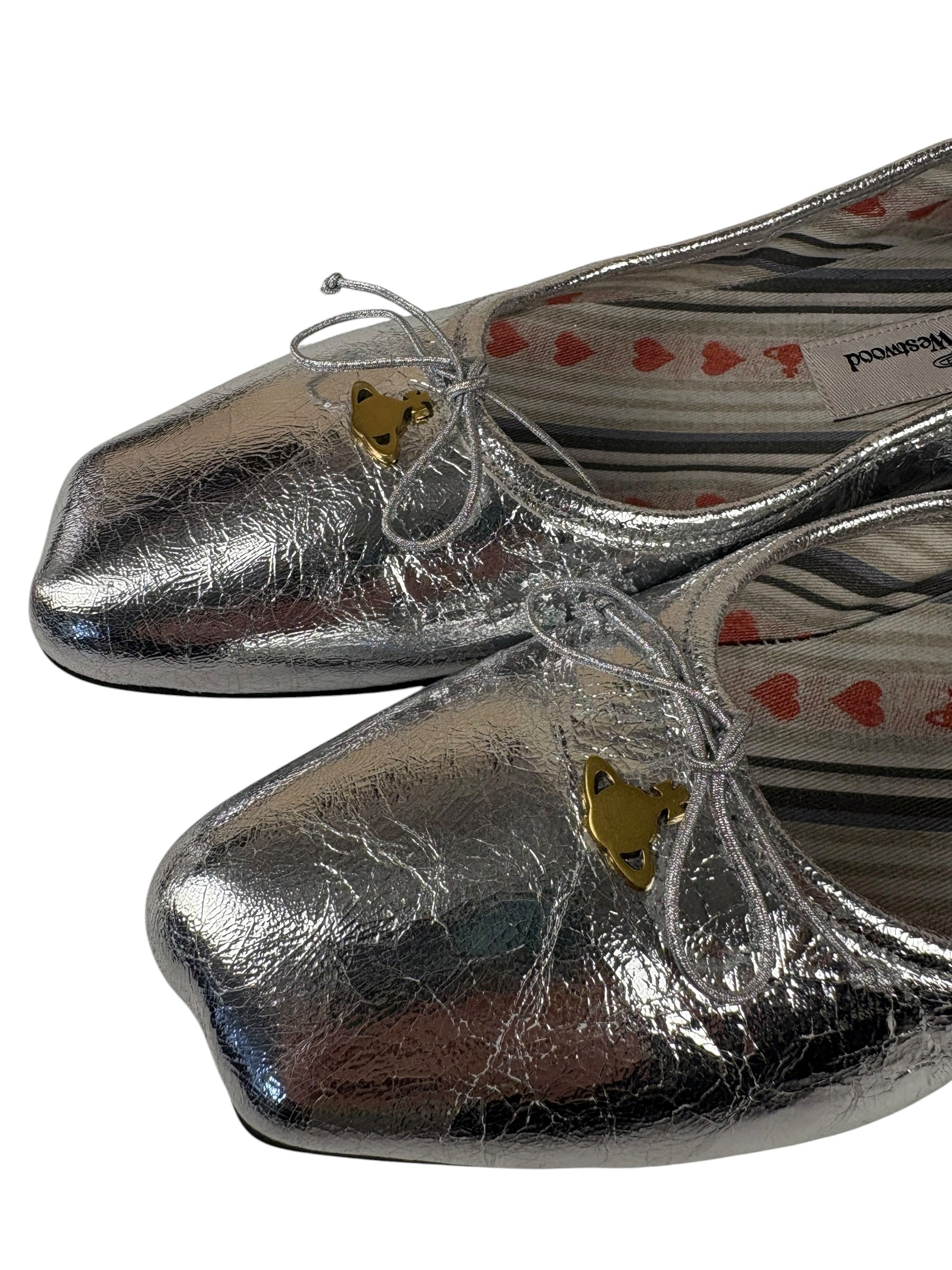 Vivienne Westwood Silver Bow Ballet Flats
