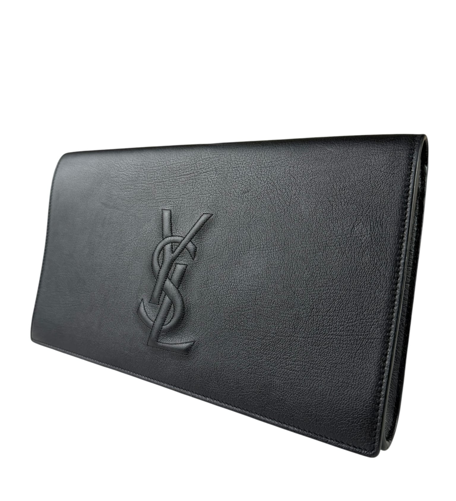 Yves Saint Laurent Black Leather Flap Clutch
